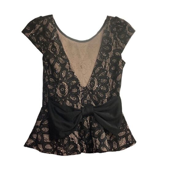 WINDSOR Black & Gold Sleeveless Bow Top Size Medium - Picture 1 of 11